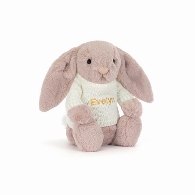 Jellycat Bashful Luxe Bunny Rosa with Cream Jumper USA | 36970WQOV